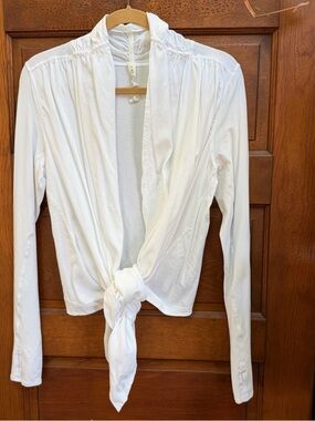lululemon athletica White Tie-Front open  front cover up shirt sz10